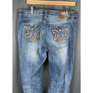 MEK DENIM JEANS 32x34 Distressed Bootcut Miss Me Handcrafted Buckle
